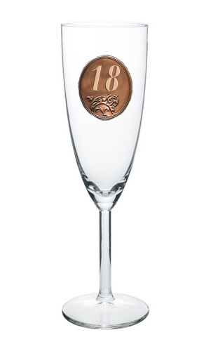 25,35,45,55,65,80 rokov Pohár na sekt a šampanské kovová etiketa