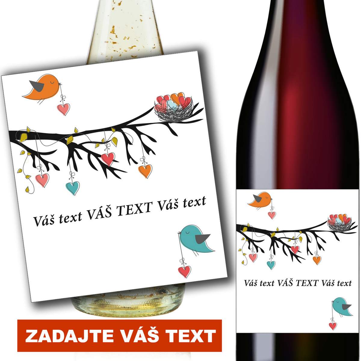Personalizované ovocné  víno - Váš text - Vtáky