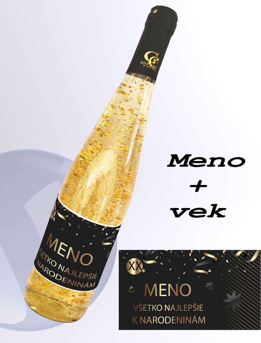 Gold Cuvee biele so zlatom - narodeniny - meno + vek