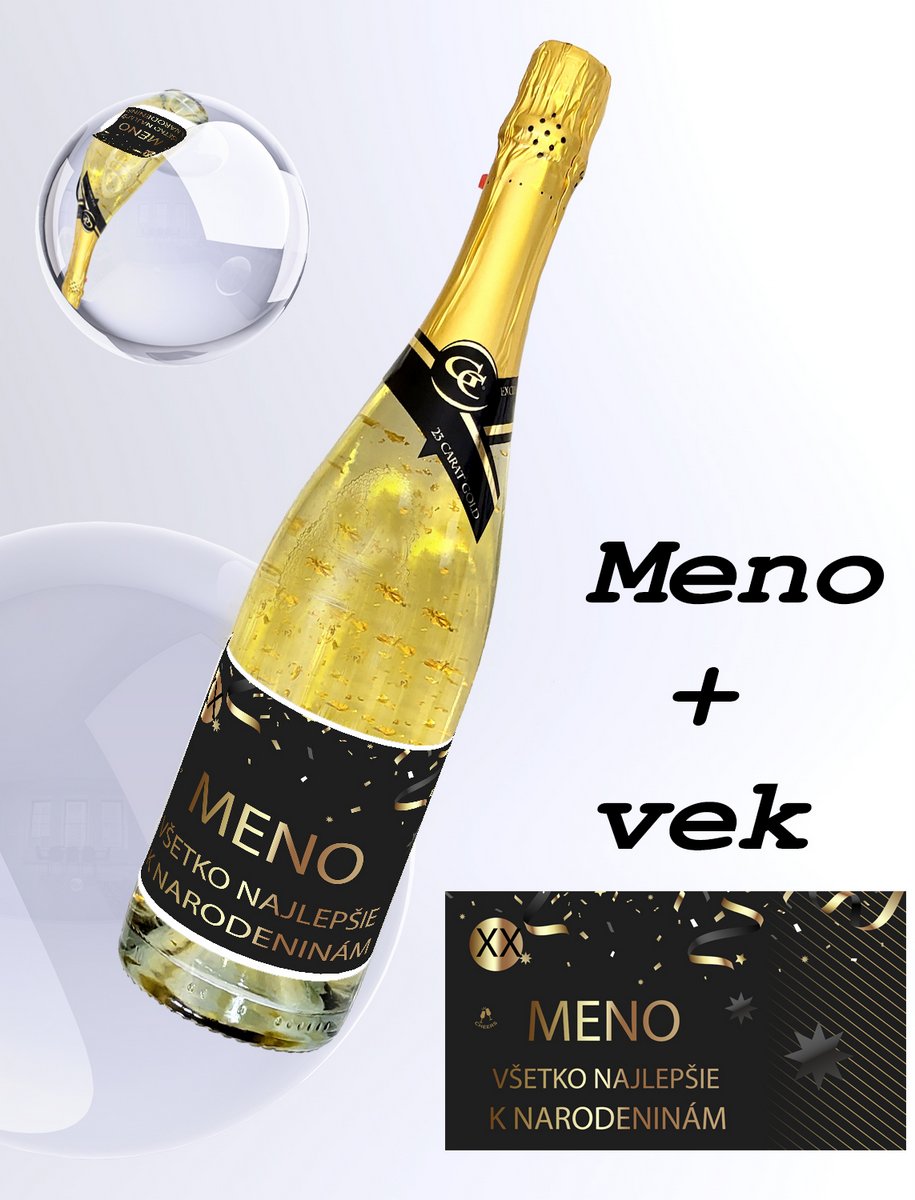 Gold Cuvee šumivé so zlatom - narodeniny - meno + vek