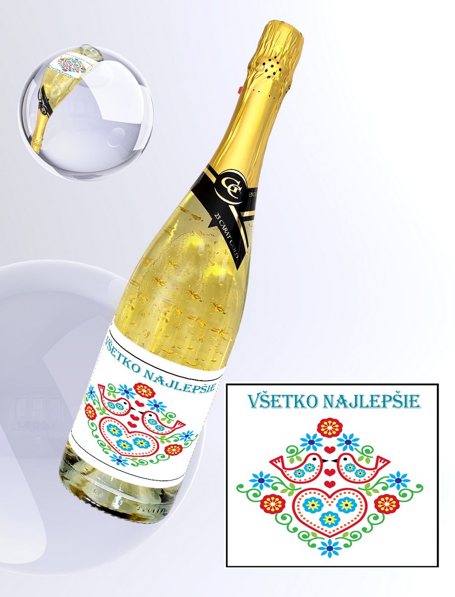 Gold Cuvee šumivé so zlatom - ľudový motív