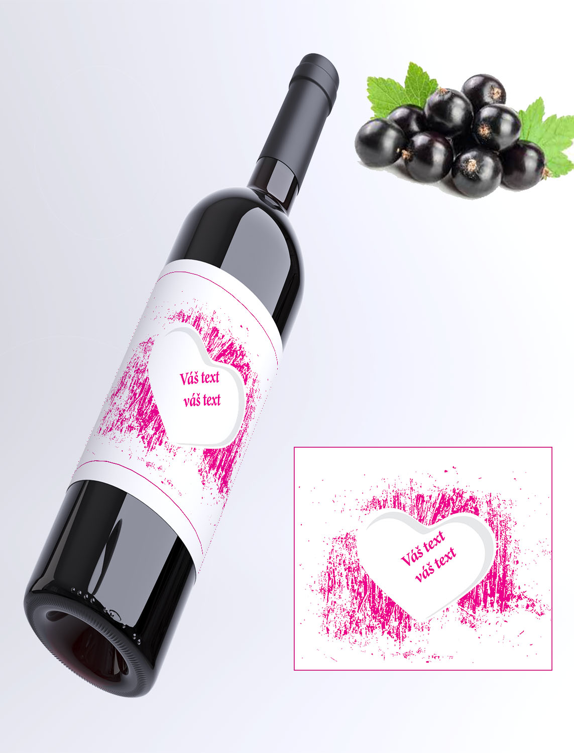 Srdce pink - Váš text  - ríbezľové víno