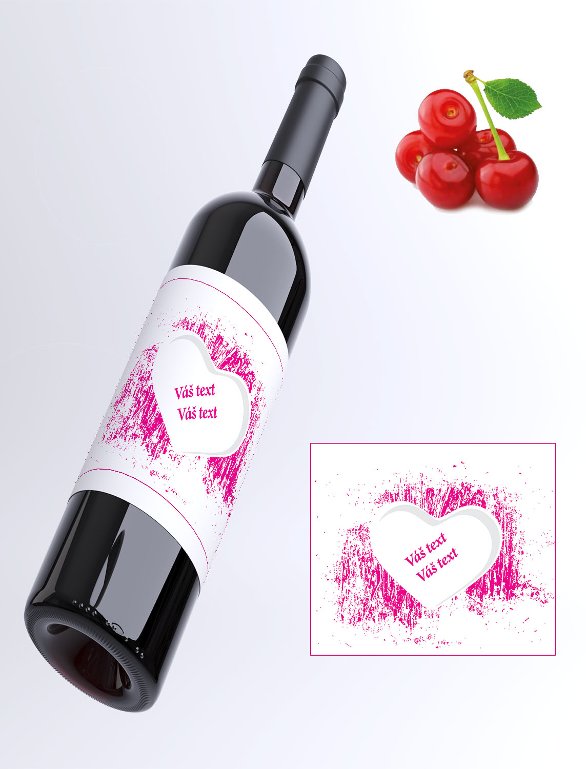 Srdce pink - Váš text - višňové víno