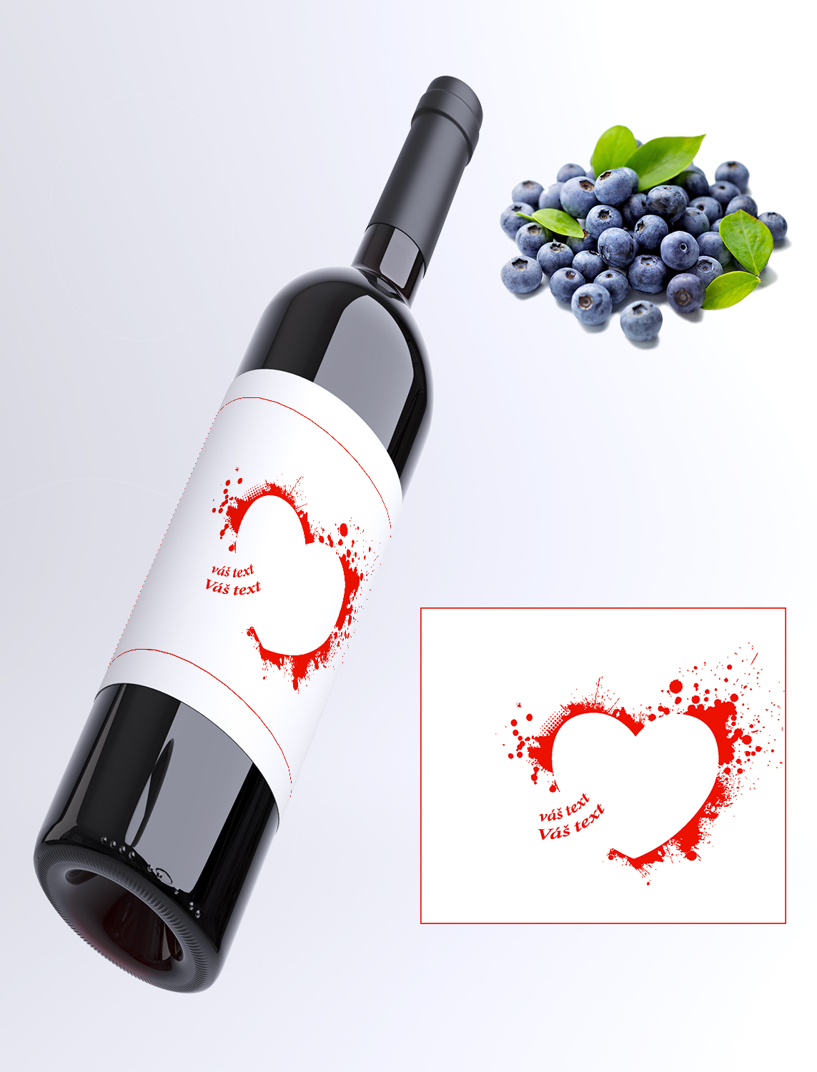 Srdce - Váš text  - čučoriedkové víno