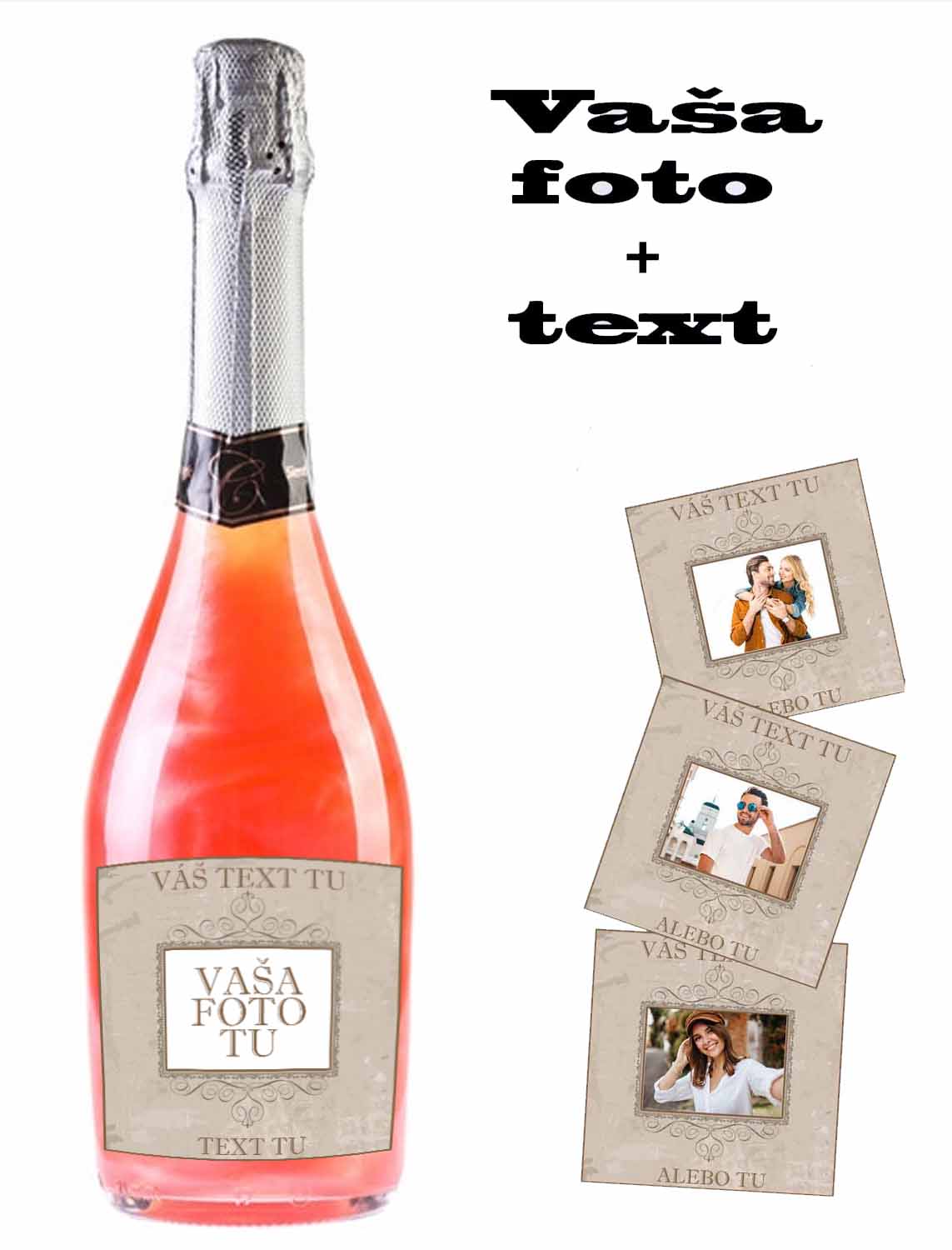 ROSE - Perlový nealko šumivý nápoj - Vaša foto + text