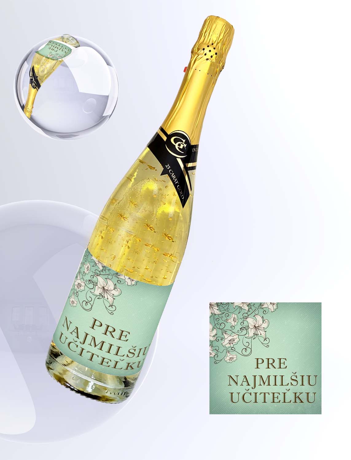  Gold Cuvee šumivé so zlatom - pre najmilšiu učiteľku