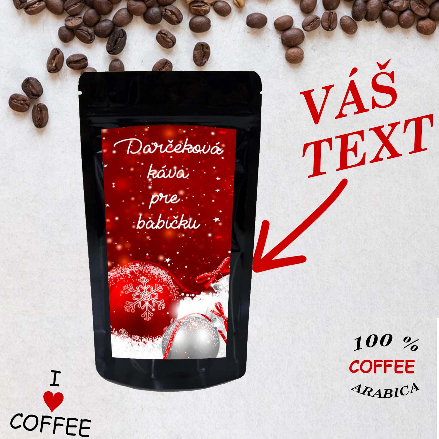 Vianočná darčeková káva s Vašim textom