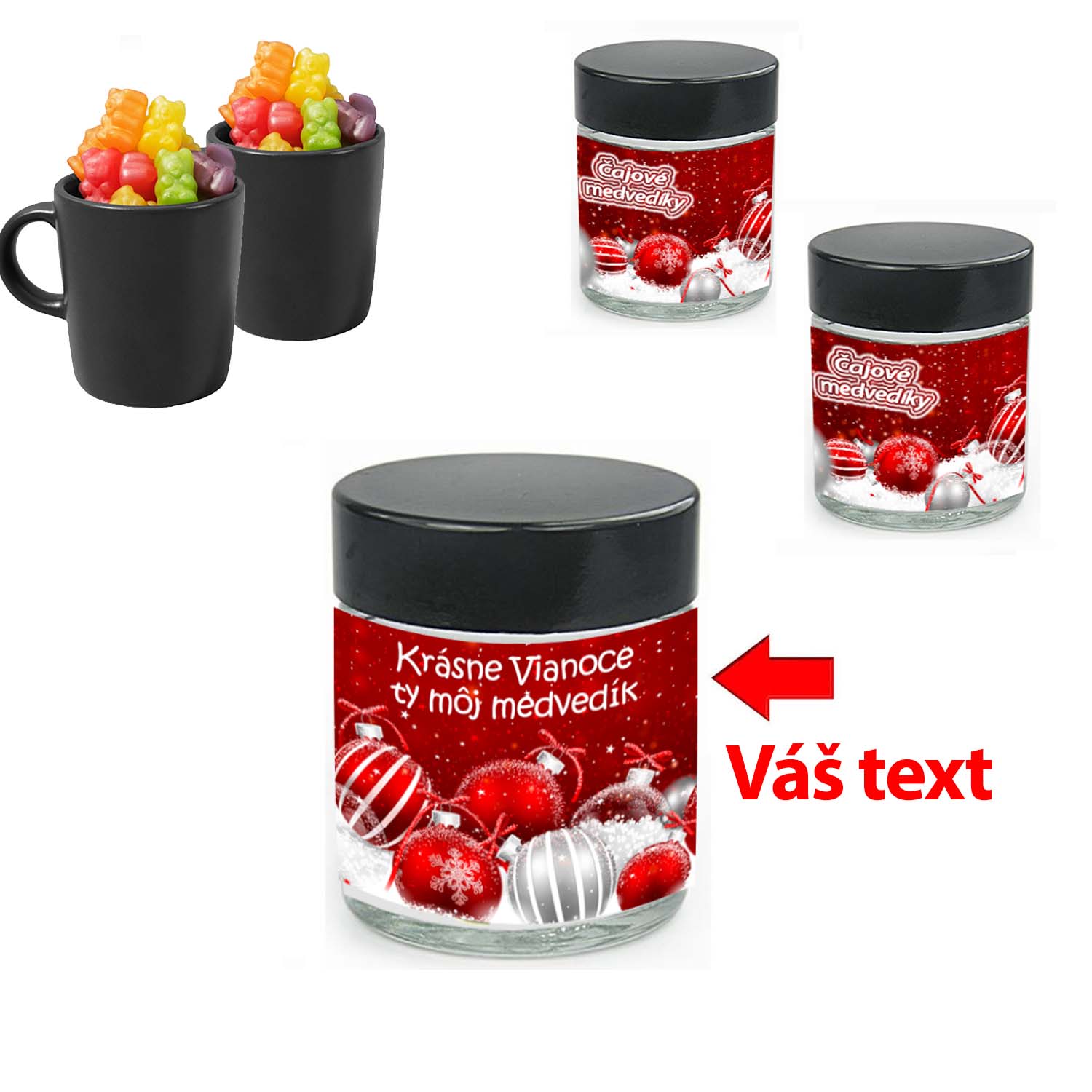 Vianočný čajoví medvedíci - Váš text 