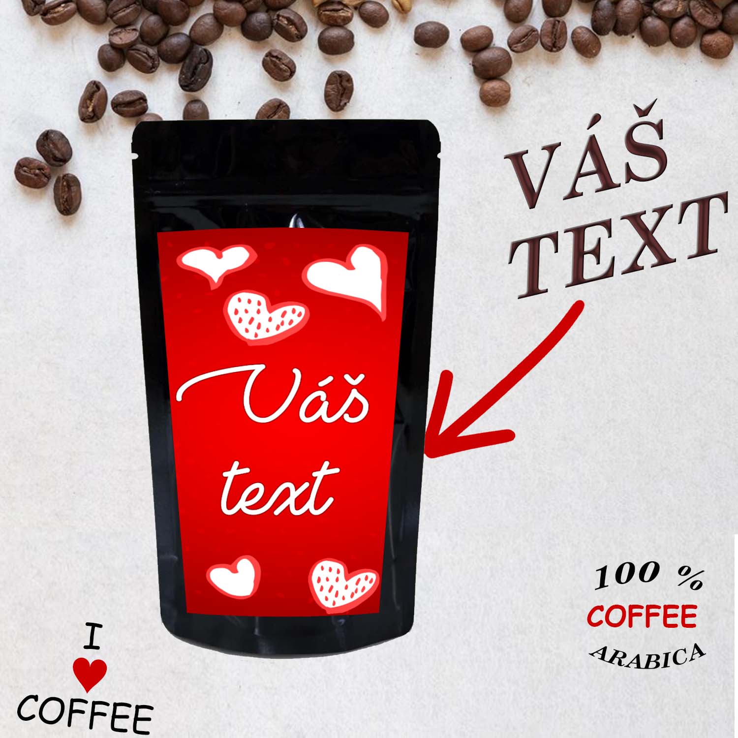 Valentínska darčeková káva s Vašim textom