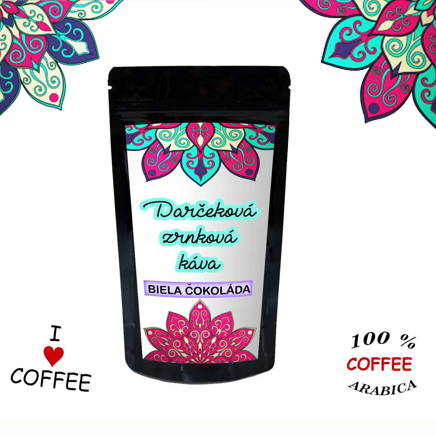 Biela čokoláda zrnková káva - mandala