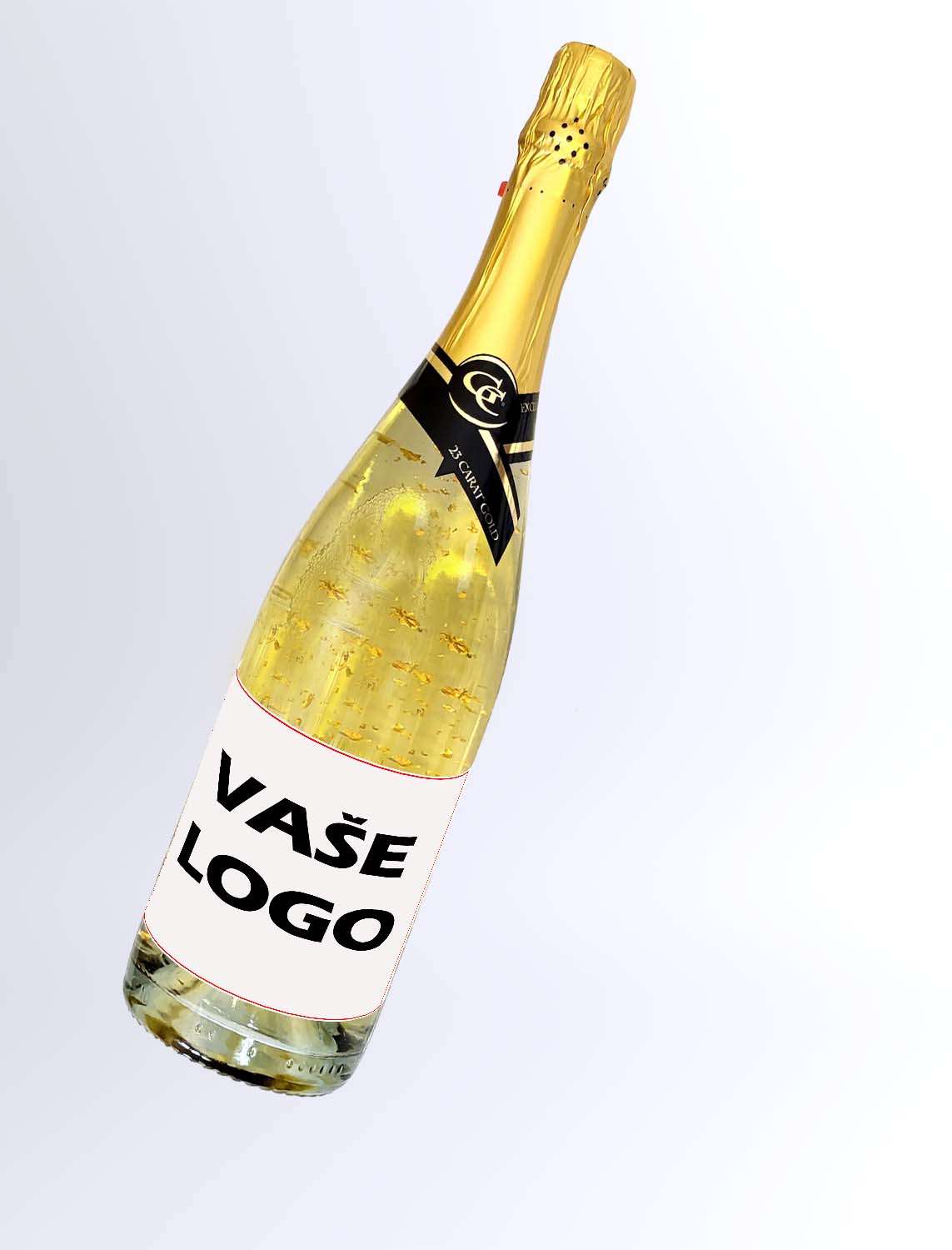  Gold Cuvee šumivé so zlatom Vaše logo + text - farebná etiketa