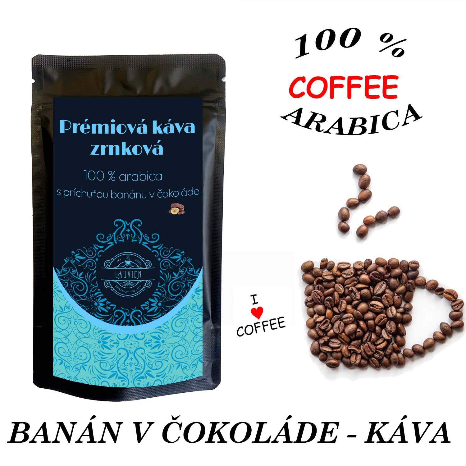 Banán v čokoláde zrnková káva