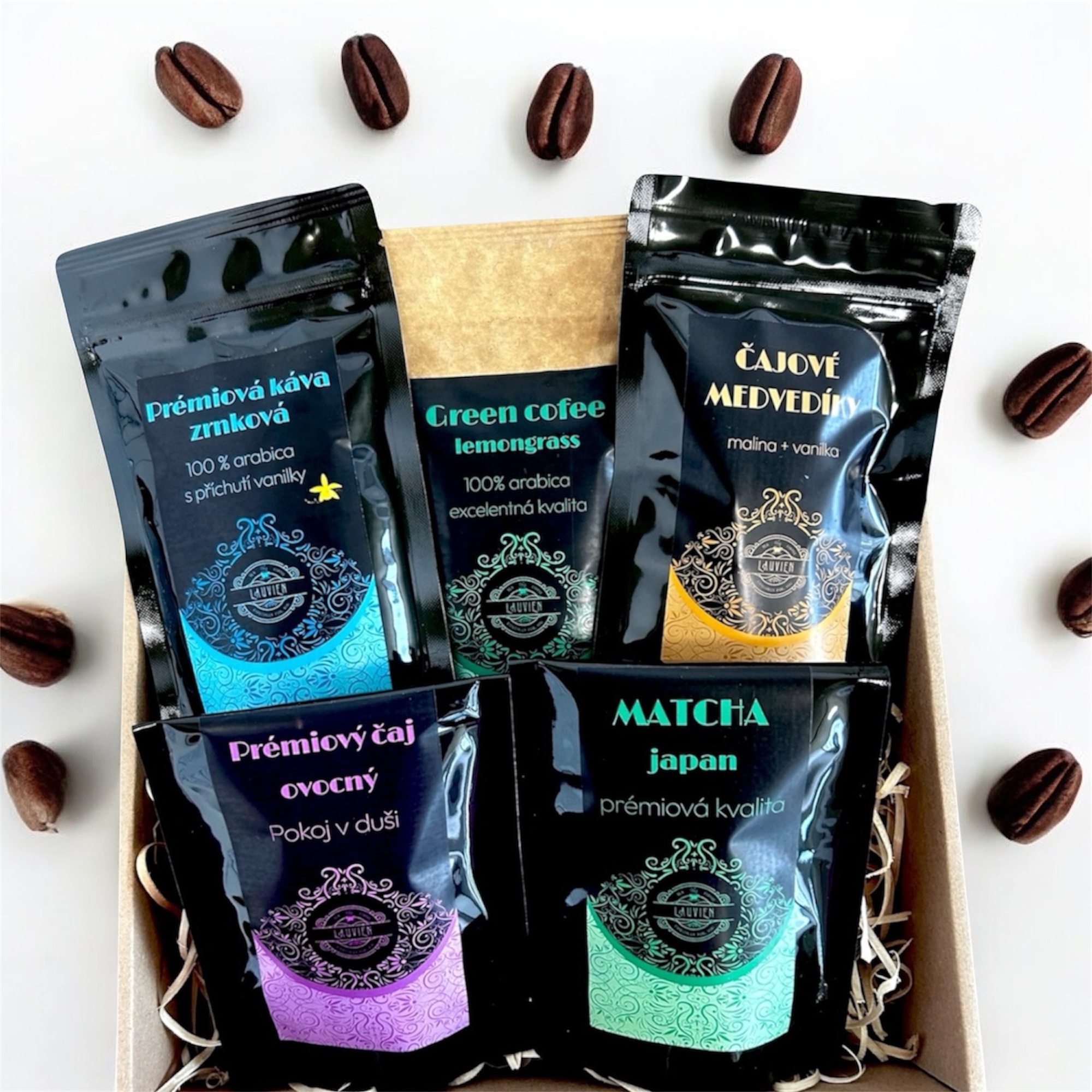 Darčekový kôš -prémiový čaj + káva + BIO MATCHA