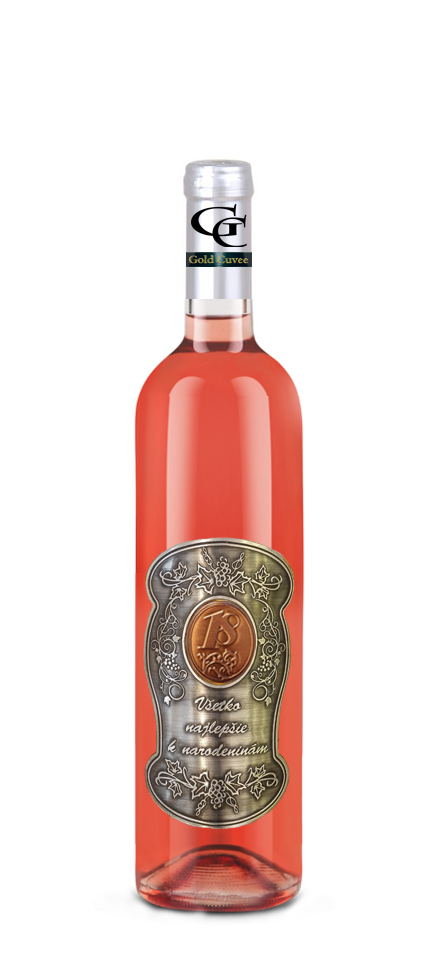 18 rokov Darčekové víno ružové - kovová etiketa 