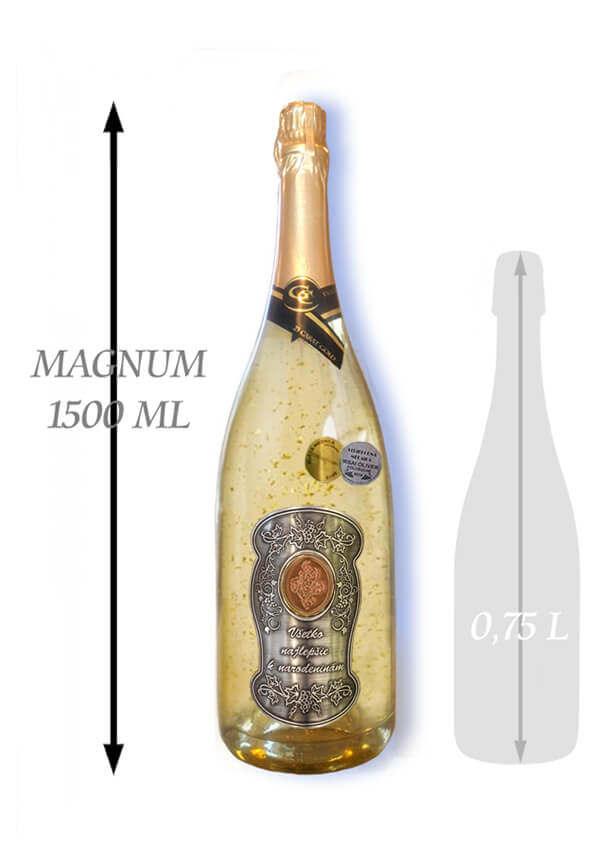 (0-90) rokov Zlaté šumivé 1,5 L Narodeniny kovová etiketa