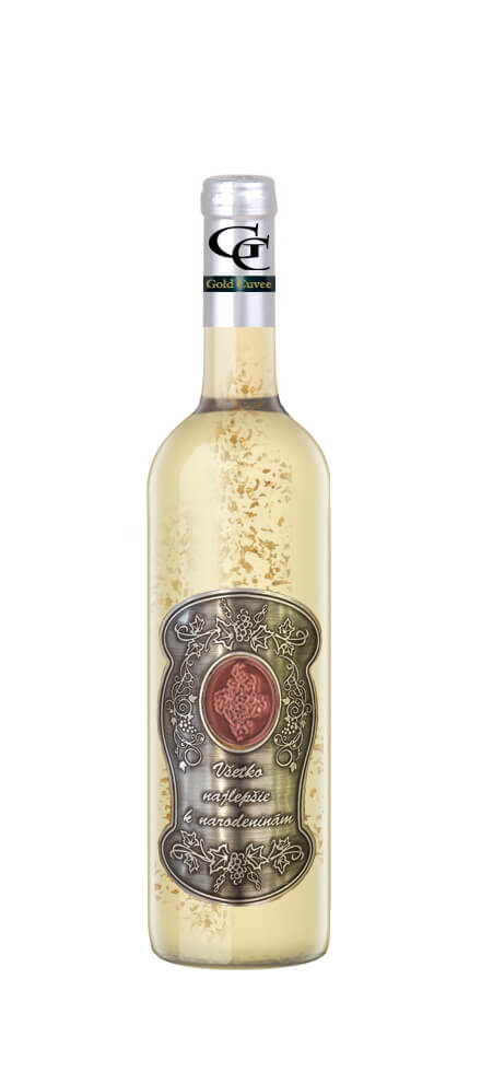 25,35,45,55,65,80 Rokov - Darčekové víno Biele so zlatom  0,7  Kovová etiketa