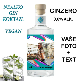 Nealko GIN PREMIUM - Vaše foto + text - farebná vlnka